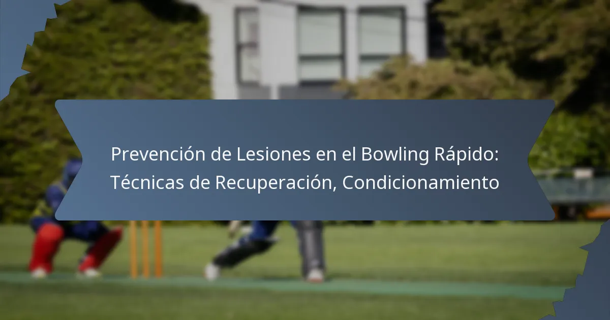 Prevención de Lesiones en el Bowling Rápido: Técnicas de Recuperación, Condicionamiento